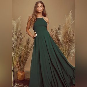 Lulus Mythical Kind of Love Dark Green Maxi Dress Size XS Extra Small - NWT